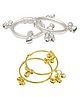Akinos Kids Set Of 2 Gold & Silver Plated Ghungroo Beads Detailed Bracelets - Golden & Silver