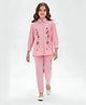 Bella Moda Cotton Woven Three Fourth Sleeves Floral Embroidered Shirt Style Top & Pants Set - Pink