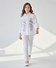 Bella Moda Cotton Woven Three Fourth Sleeves Floral Embroidered Shirt Style Top & Pants Set - White