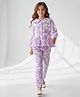 Bella Moda Cotton Woven Peasant Sleeves Abstract Printed Coordinating Top & Pant Set - Purple