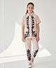 Bella Moda Cotton Woven Half Sleeves Floral Embroidered Coordinating Shirt Style Top & Pant Set - Pink