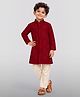 Vastramay Hakoba Cotton Woven Full Sleeves Self Design Embroidered Kurta Pyjama Set - Maroon