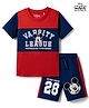 Babyhug Disney Single Jersey Knit Half Sleeves Cut N Sew T-Shirt & Shorts Set With Mickey Mouse Graphics - Red