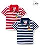 Babyhug Disney Single Jersey Knit Half Sleeves Polo T-Shirt with Stripes & Mickey Mouse Print Pack of 2 - Multicolour