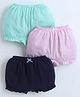 BUMZEE Cotton Knit Solid Color Bloomers Pack of 3 - Navy Blue Pink & Mint Green