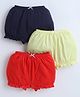 BUMZEE Cotton Knit Solid Color Bloomers Pack of 3 - Red Yellow & Navy Blue