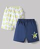 BUMZEE Cotton Woven Above Knee Length Star Printed Shorts Pack of 2 - Off White & Blue