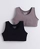 BUMZEE Cotton 4-Way Stretch Knit Non Padded Non Wired Solid Color Beginners Bra Pack of 2 - Black & Grey