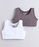 BUMZEE Cotton 4-Way Stretch Knit Non Padded Non Wired Solid Color Beginners Bra Pack of 2 - White & Grey