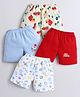 BUMZEE Cotton Woven Above Knee Length Space Theme & Vehicle Printed Shorts Pack of 4 - Red & Light Blue