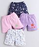 BUMZEE Cotton Woven Above Knee Length Unicorn & Space Theme Printed Shorts Pack of 4 - Pink & Lavender