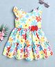 BUMZEE Woven Cap Sleeves Flower Printed Dress With Bow Applique - Multicolor