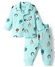 Babyoye 100% Cotton Knit Full Sleeves Co-ords Shirt & Pajama Night Suit with Skating Print - Aqua Blue
