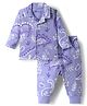 Babyoye 100% Cotton Knit Full Sleeves Co-ords Shirt & Pajama Night Suit with Jungle Theme Print - Violet