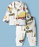 Babyoye 100% Cotton Knit Full Sleeves Co-ords Shirt & Pajama Night Suit with Vehicle Print - Cream