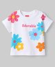 Babyhug 100% Cotton Knit Half Sleeves Floral Printed Oversized Top - Multicolor