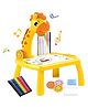 YAMAMA Giraffe Projection Painting With 12 Colors Watercolor Pen, 3 Projection Slide with 24 patterns, Children LED Cartoon Patterns Projector Drawing Table for Kids - Yellow