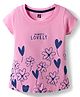 Evimo Single Jersey Knit T-Shirt Half Sleeves Round Neck Graphic Print Pink 4-5 Years