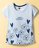 Evimo Single Jersey Knit T-Shirt Half Sleeves Round Neck Graphic Blue 5-6 Years