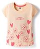 Evimo Single Jersey Knit T-Shirt Half Sleeves Round Neck Graphic Print Peach 4-5 Years