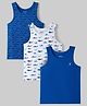 Pine Kids Cotton Lycra Knit Sleeveless Vests With Shark Print Pack of 3 - Multicolor