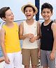 Pine Kids Cotton Lycra Knit Sleeveless Solid Vests Pack of 3 - (Color May Vary)