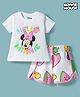 Babyhug Disney Half Sleeves T-Shirt & Shorts Night Suit With Minnie Mouse Graphics - White