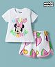 Babyhug Disney Half Sleeves T-Shirt & Shorts Night Suit With Minnie Mouse Graphics - White
