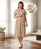 Bella Mama Viscose Woven Half Sleeves Floral Printed Maternity Dress - White