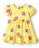 Doodle Poodle Cotton Knit Frock All Over Printed Half Sleeves Yellow 3-6 Months