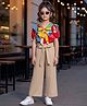 OLLINGTON ST. Viscose Half Sleeves Printed Frill Top & Culottes Set - Multicolor