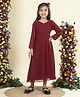 Little Bansi Georgette Woven Full Sleeves Solid Dress - Maroon