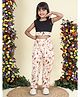 Little Bansi Cotton Woven Sleeveless Birds On Flowers Placement Embroidered Top & Pant Set - Black & White