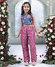 Little Bansi Cotton Woven Sleeveless Floral Printed Top With Palazzo Set - Pink
