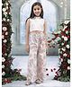 Little Bansi Viscose Woven Sleeveless Floral Embroidered Top & Palazzo Set - Pink