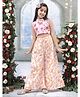 Little Bansi Muslin Woven Sleeveless Floral Printed Top & Palazzo Set - Pink