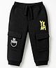 Babyhug Cotton Terry Knit Full Length Track Pant with Yeah Print - Black
