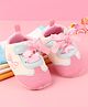 Babyoye Velcro Closure Booties with Bow Applique - Pink