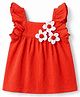 Babyhug 100% Cotton Dobby Woven Sleeveless Top With Floral Applique - Red