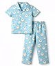 Ollypop Interlock Knit Half Sleeves Printed Co-Ords Shirt & Pyjama Night Suit - Sea Green