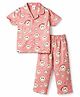 Ollypop Interlock Knit Half Sleeves Printed Co-Ords Shirt & Pyjama Night Suit - Pink