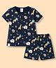 Ollypop Interlock Knit Half Sleeves Co-ord T-Shirt & Shorts Night Suit With Jungle Print - Blue