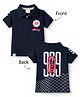 Ollypop Cotton Knit T-Shirt Half Sleeves Polo Neck Car Graphic Navy Blue 12-18 Months