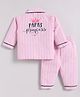 Clt.s Cotton Woven Full Sleeves Striped Papas Princess Back Text Printed Coordinating Shirt & Pajama Night Suit - Pink