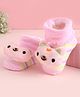 Cute Walk by Babyhug Fabric Socks Shoes With Large Teddy Bear Applique - Pink