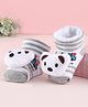 Cute Walk by Babyhug Fabric Striped Socks Shoes With Large Teddy Bear Applique - White