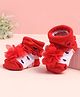 Cute Walk by Babyhug Sock Shoes with Heart Design & Floral Applique - Multicolor