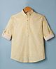 Junior Killer Cotton Linen Woevn Full Sleeves Floral Printed Kurta Shirt - Yellow