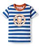 Junior Killer Cotton Woven Half Sleeves Striped T-Shirt With Ninja Print - Royal Blue