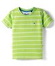 Junior Killer Cotton Elastane Woven Half Sleeves Striped T-Shirt - Neon Green